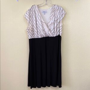 dressbarn Cream and White Fit and Flare Midi Dress